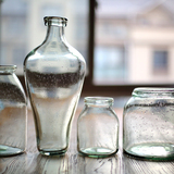 【掬涵】大花瓶花器手工吹制拉制艺术玻璃瓶气泡玻璃花瓶美式欧式