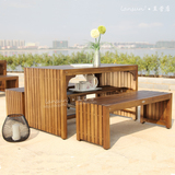 莱欣阳台休闲茶几三件套现代实木茶桌子组合家具户外简约桌椅促销