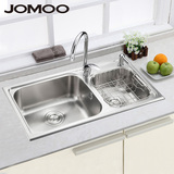 JOMOO九牧正品 厨房双槽水槽套餐 进口304不锈钢拉丝洗菜盆02083