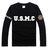 美国海军陆战队冬季长袖T恤 美国大兵军迷USMC特战队纯棉保暖T恤