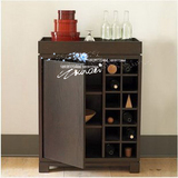 简约现代环保钢琴烤漆餐边柜茶水柜 橡木咖啡色酒柜储物柜可定制