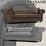 英式新古典小户型客厅家具实木拉扣布艺双人三人沙发真皮组合现货