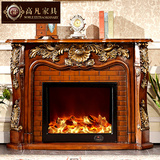 1.5米欧式风格壁炉装饰柜 描金实木色白色取暖器遥控电壁炉架