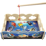 木制宝宝立体钓鱼玩具套装磁性 亲子游戏 木质儿童小猫钓鱼1-2岁