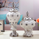 包邮 白色糖果罐陶瓷创意摆件工艺品现代欧式时尚家居饰品储物罐