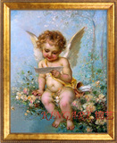 欧式壁画天使油画 手绘玄关画卧室儿童房挂画美式装饰画框画Y043