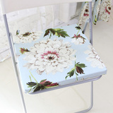 极有家发现法式田园花朵纯棉加厚海绵椅垫坐垫餐椅垫 蓝莲花系列