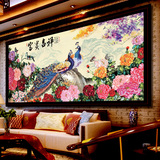 丝带绣挂画客厅大幅新款装饰画精准印花十字绣花卉系列花开富贵