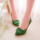 春韩版女士单鞋尖头细跟高跟鞋红色婚鞋绿色公主女鞋小码32大码41