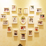 欧式照片墙 心形实木相框 椭圆组合相片墙 心型大墙面 结婚生活照