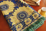 外贸原单厚纯棉线毯全盖沙发巾床尾盖毯飘窗毯沙发毯沙发垫向日葵