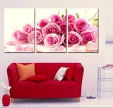 画立方diy数字油画客厅风景花卉大幅手绘画3拼50*120玫瑰之约