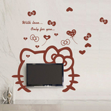 Hello Kitty猫 蝴蝶结电视背景墙 客厅沙发卧室儿童房床头墙贴纸