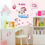 可移除墙贴纸贴画粉色小猫 女孩卧室儿童房幼儿园墙壁纸卡通装饰