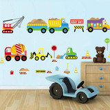 卡车工程车汽车挖机墙贴纸儿童卡通卧室客厅电视背景墙装饰壁贴画