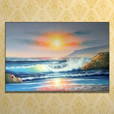 欧式风景油画《海浪沙滩》无框画 纯手绘客厅大堂餐厅卧室装