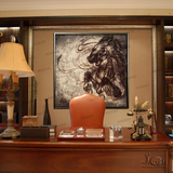 美坊纯手工油画现代简约抽象画客厅办公室书房沙发背景墙装饰画马