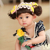 韩版宝宝发带 婴幼儿百天假发头饰 儿童拍照 黄色紫色 1-4
