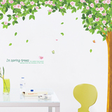 樱花绿树自粘墙纸贴画客厅卧室玄关电视沙发背景墙壁墙贴纸可移除