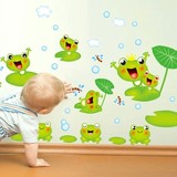 儿童房男孩可移除墙贴 小青蛙 幼儿园装饰动物卡通贴画浴室瓷砖贴