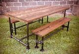 美式法式乡村 LOFT风格全实木铁艺大长餐桌长凳 铁艺做旧桌椅整套