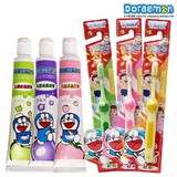 哆啦A梦儿童牙膏软毛牙刷6件套装无氟可吞咽 儿童牙刷3-5-8-12岁