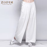 ZOPIN作品2015夏装新款女装休闲裤宽松裤简约白色长裤阔脚女裤子