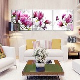 白玉兰花卉卧室无框画现代客厅装饰画冰晶玻璃面墙壁家和富贵挂画