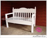 木质躺椅沙发 美式乡村风格家具白色实木长椅户外休闲椅定做