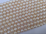 天然淡水珍珠39CM 近圆半成品珍珠项链批发 9-10mm 有瑕 散珠强光