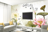 定制3d大型壁画墙纸贴纸背景墙客厅卧室自粘加厚防水温馨水墨荷花