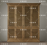 法式复古风格实木家具 四门橡木百叶分体衣柜