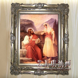 纯手绘油画西方基督教耶稣客厅玄关有框挂画高档别墅装饰画有框画