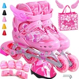 金峰正品溜冰鞋儿童全套轮滑鞋儿童女童滑冰鞋可调节全闪光旱冰鞋