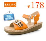 Safiya索菲亚正品2014新款 夏牛筋底中跟坡跟女凉鞋SF32S53995
