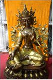 刘家园大号铜鎏金藏传密宗佛教绿度母观音菩萨佛像坐像收藏摆件