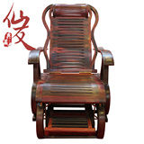 红木家具 实木躺椅逍遥椅 红木休闲椅老人椅 老挝大红酸枝摇椅
