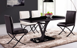 钢化玻璃工艺现代简约小户型金属适宜家居餐台餐桌椅组合