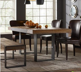 实木复古铁艺餐桌椅组合书桌原木办公桌长凳大长桌子美式乡村北欧