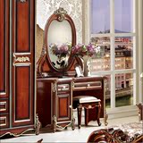 简约欧式梳妆台橡木新古典卧室小户型实木化妆桌雕花烤漆家具深色