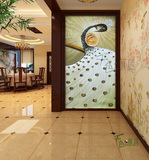 欧式高档手绘油画客厅挂画玄关餐厅竖幅孔雀无框画装饰画包邮厚油