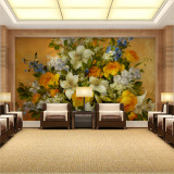 无缝壁画 欧式装修客厅沙发背景墙大型墙纸壁纸墙画 油画静物花卉