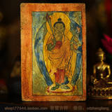 西藏古董 古旧小唐卡 苍老 可裱框 供养 摆件 吉祥 保佑0318(25)