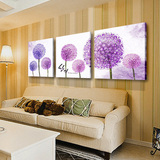 无框画 装饰画现代沙发背景墙画 卧室抽象 客厅三联画繁花似锦