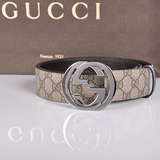 法国专柜正品代购Gucci皮带咖色百搭时尚男女通用腰带银扣 114984