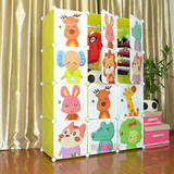 卡通儿童衣柜 简易婴儿小孩宝宝收纳柜组合折叠组装树脂衣橱塑料