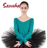 Sansha法国三沙成人外套V领冷气针织衫练功服芭蕾舞蹈女长袖毛衣