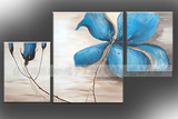 客厅装饰油画卧室无框画纯手绘抽象餐厅电表箱欧式蓝色花卉