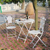 铁艺折叠休闲桌椅套件 阳光房三件套 桌子椅子 花园庭院阳台桌椅
