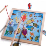 宝宝磁性木质木制钓鱼玩具儿童益智力1-2-3-4-5-6岁早教钓鱼游戏